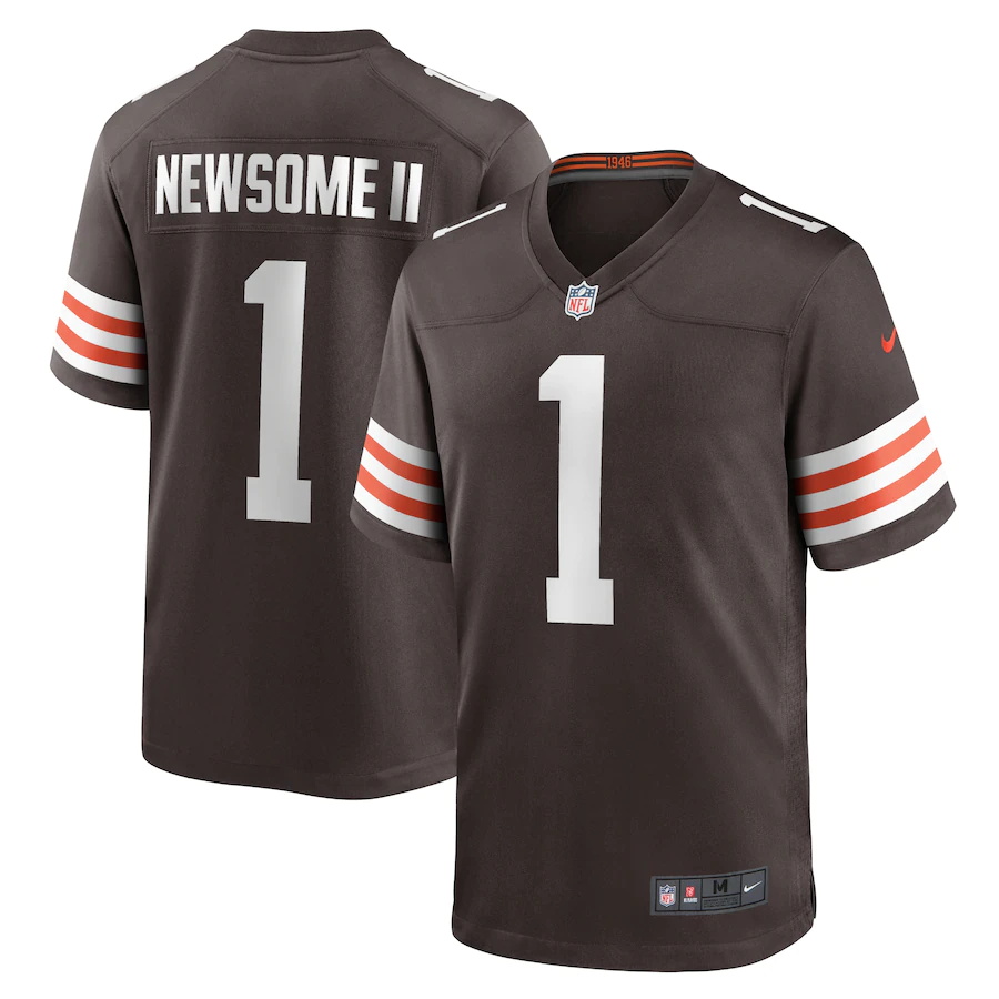 Custom Mens Cleveland Browns 1 Gregory Newsome II Nike Brown 2021 NFL Draft First Round Pick Game Jersey